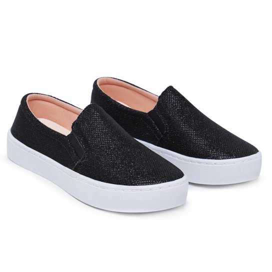 Tênis Slip On Iate com Glitter Macio e Confortavél Combina Com