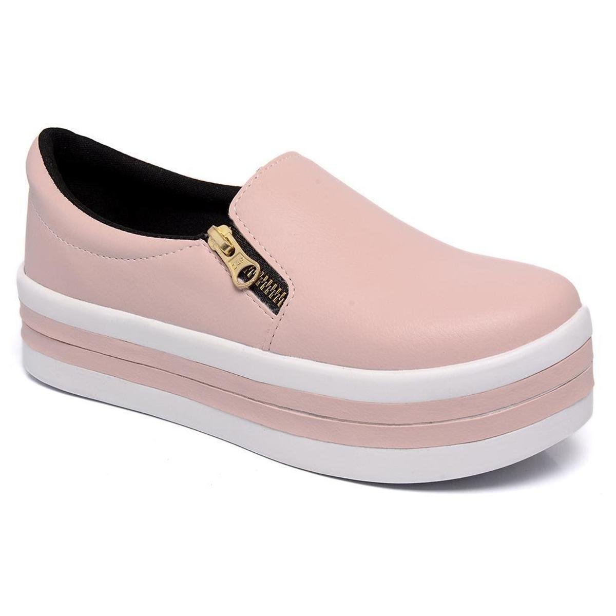 Tenis Slip On Iate Feminino Preto Camurça Com Zíper Lateral De Plataforma Menor preço em Tenis Slip On Iate Feminino Preto Camurça Com Zíper Lateral De Plataforma