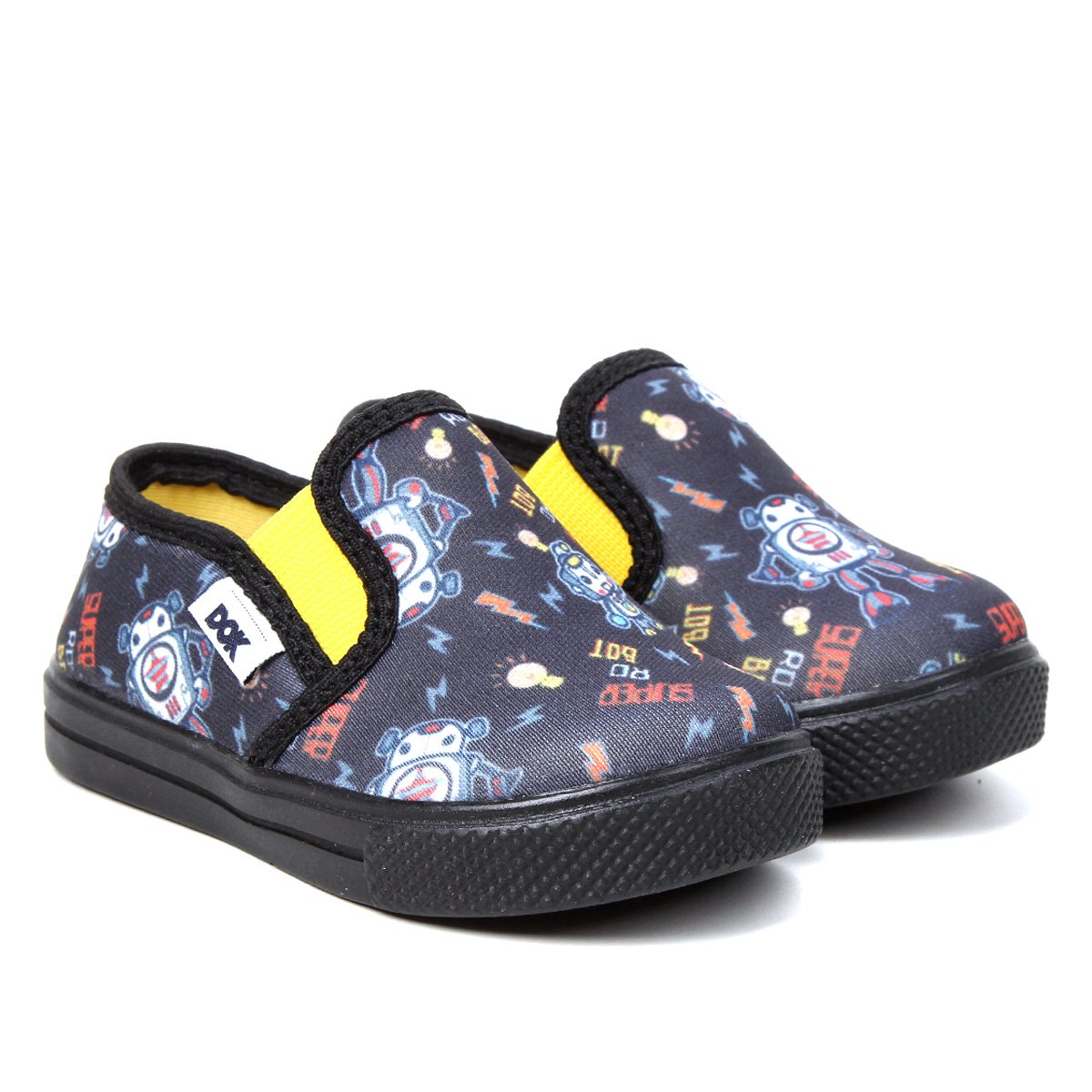 Tênis Slip On Infantil Dok Iate Espacial Masculino - Preto+Amarelo Menor preço em Tênis Slip On Infantil Dok Iate Espacial Masculino - Preto+Amarelo