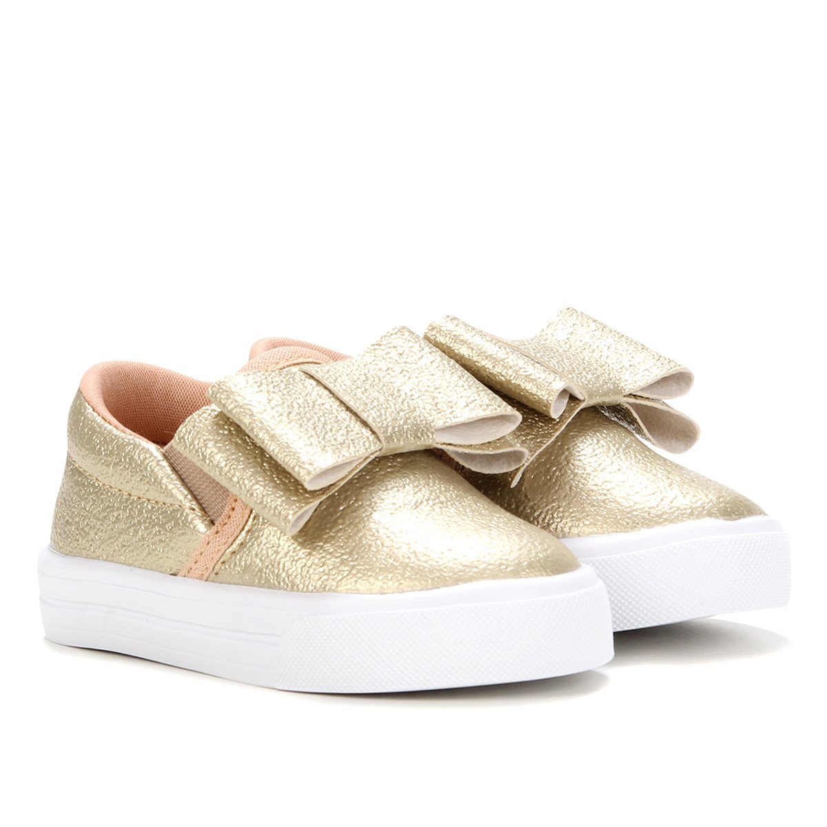 Tênis Slip On Infantil Kurz Laço Feminino - Dourado | Zattini