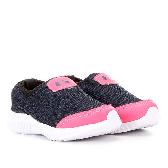 Tênis Slip On Infantil No Stress Feminino - Marinho+Pink