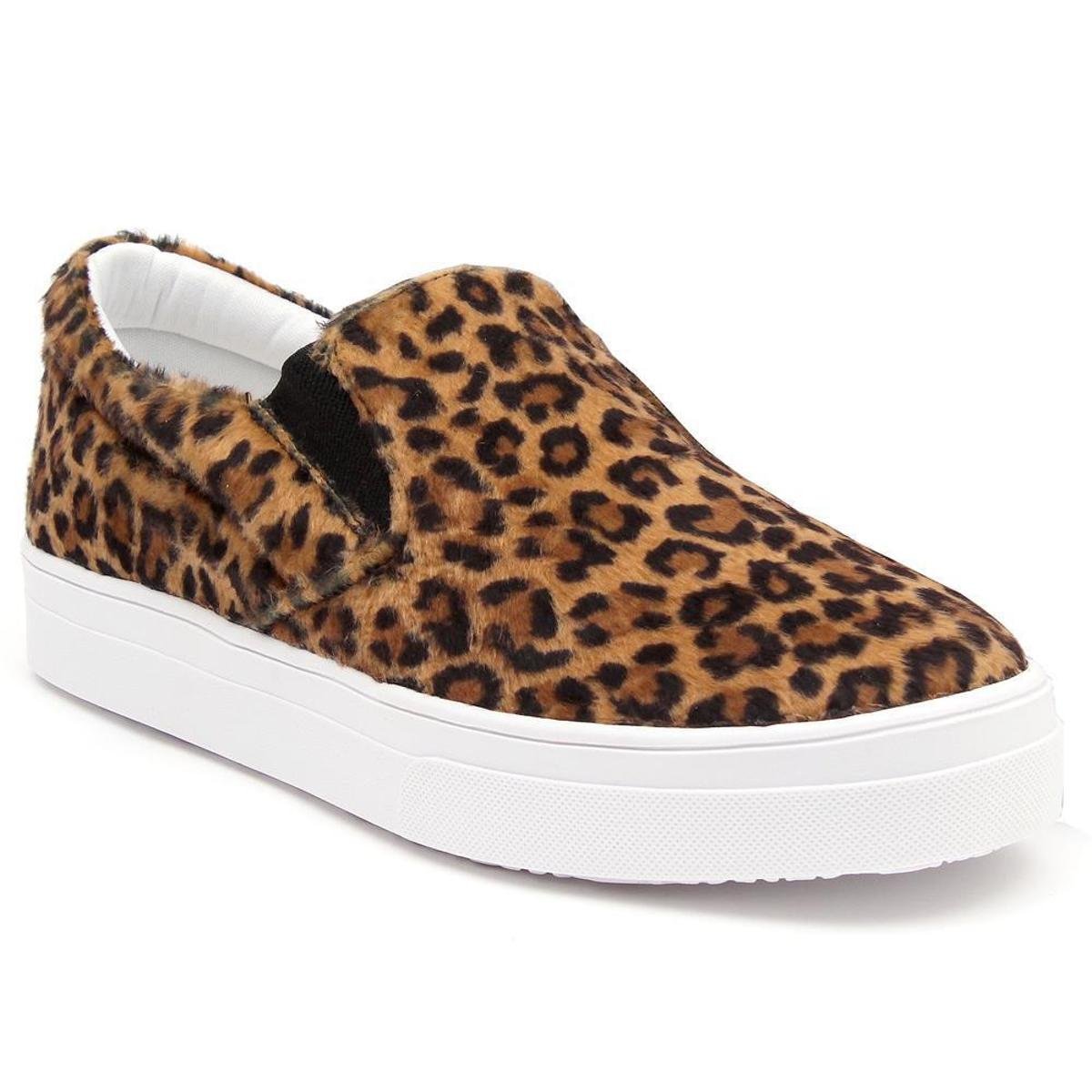 Tênis Slip On JL Shoes Casual Animal Print Feminino - Marrom Menor preço em Tênis Slip On JL Shoes Casual Animal Print Feminino - Marrom