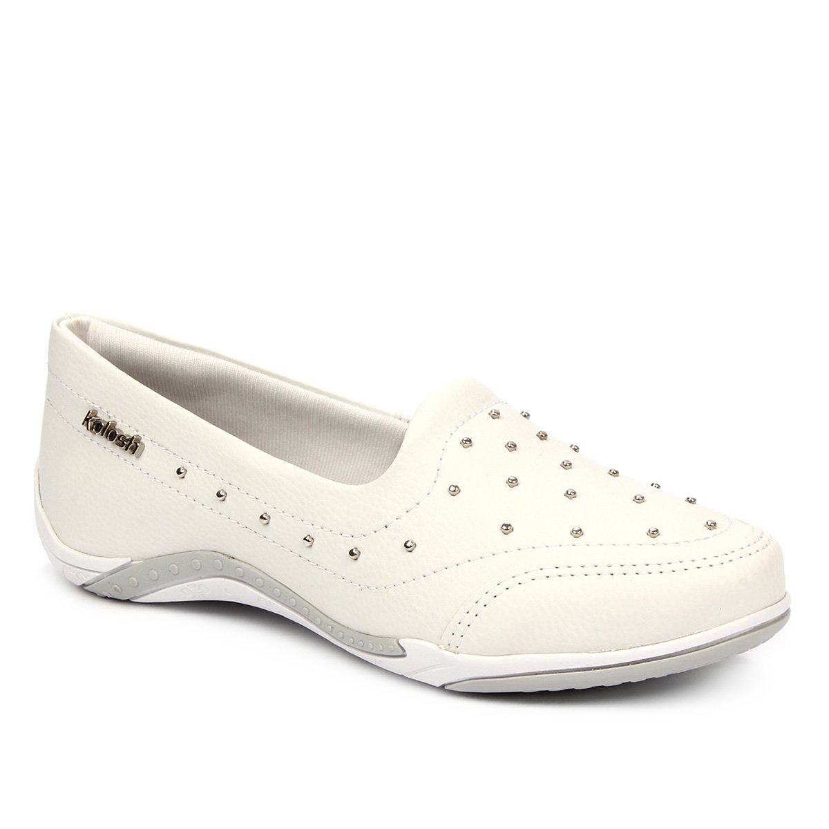 Tênis Slip On Kolosh Confort Tachas Feminino - Branco Menor preço em Tênis Slip On Kolosh Confort Tachas Feminino - Branco