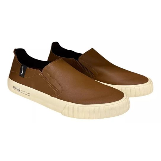 Tênis Slip On Masculino Coca-Cola Philadelphia Leather CC2417 Marrom