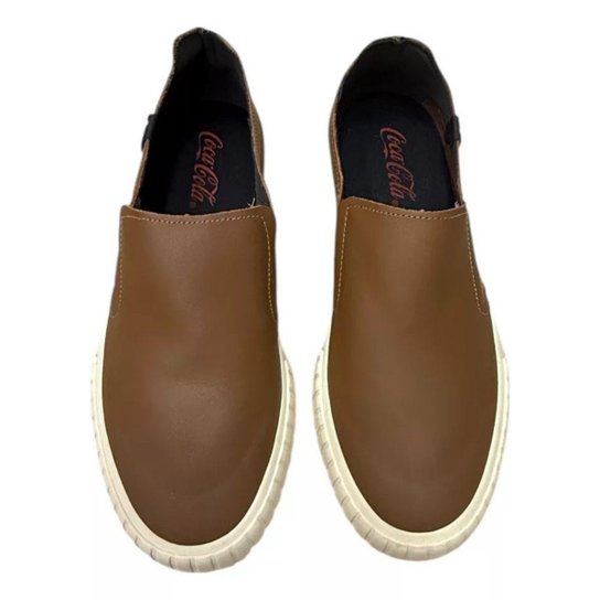 Tênis Slip On Masculino Coca-Cola Philadelphia Leather CC2417 Marrom