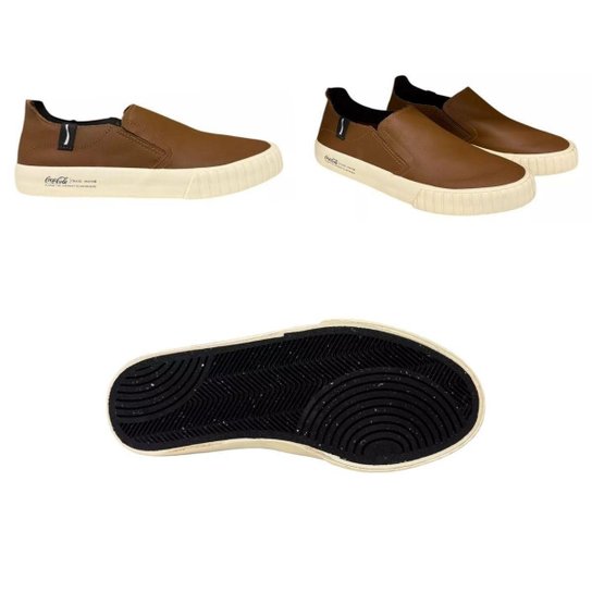 Tênis Slip On Masculino Coca-Cola Philadelphia Leather CC2417 Marrom