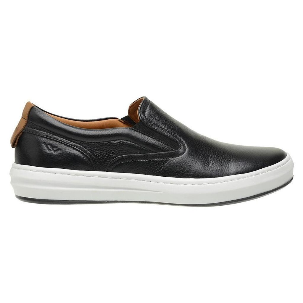 Tênis Slip On Masculino Couro Casual Solado Reto Moderno
