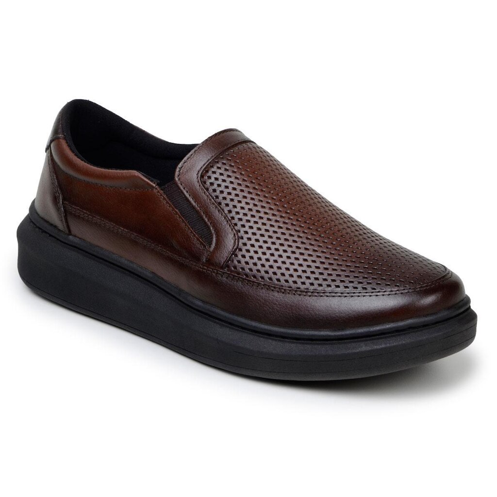 Tênis Slip On Masculino Couro Legitimo Calce Fácil
