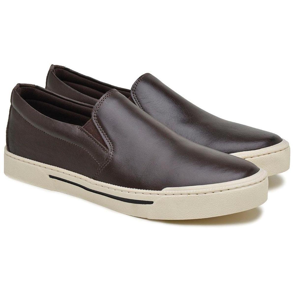 tenis slip on masculino couro