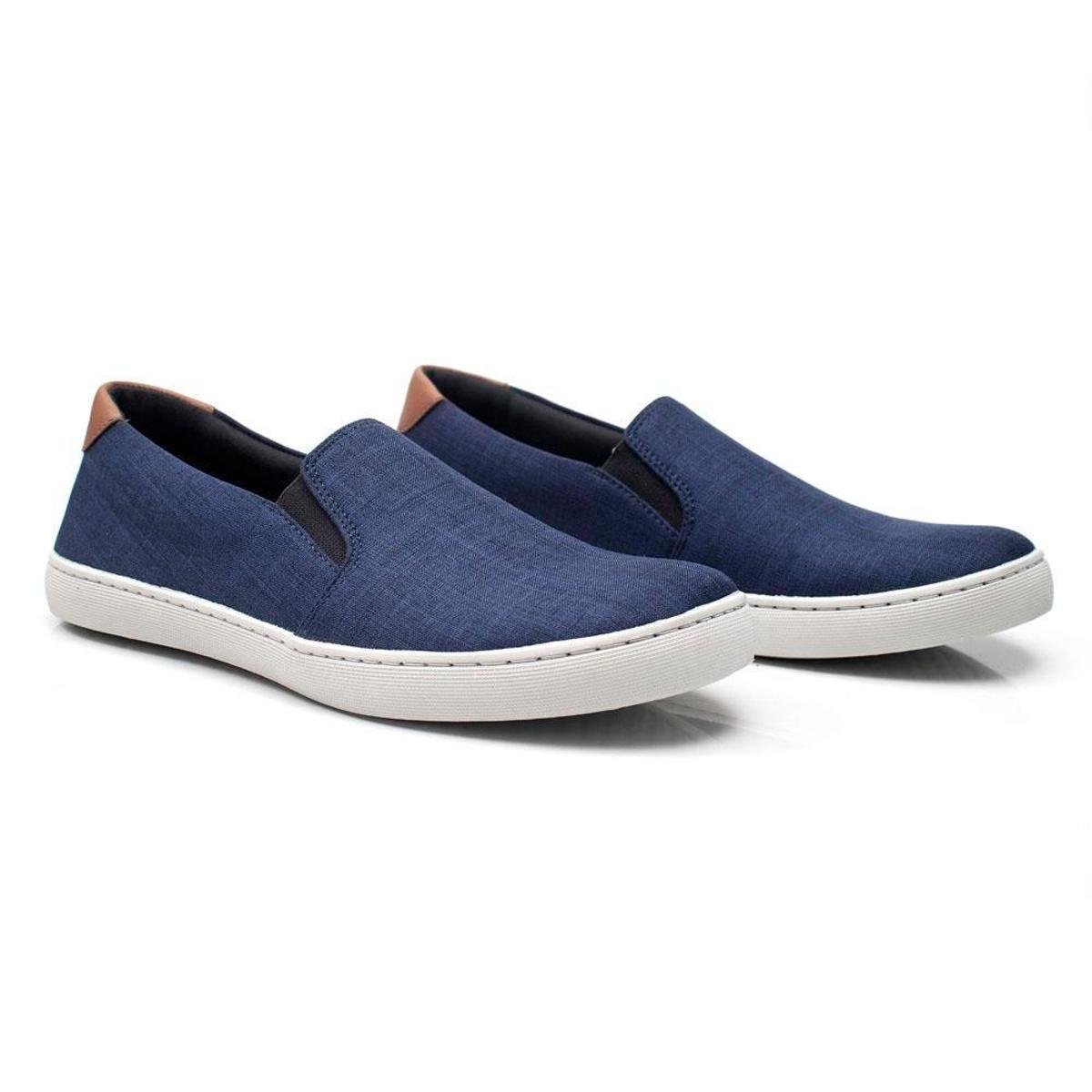 Tênis Slip On Masculino Lona Elástico Conforto Casual - Marinho Menor preço em Tênis Slip On Masculino Lona Elástico Conforto Casual - Marinho