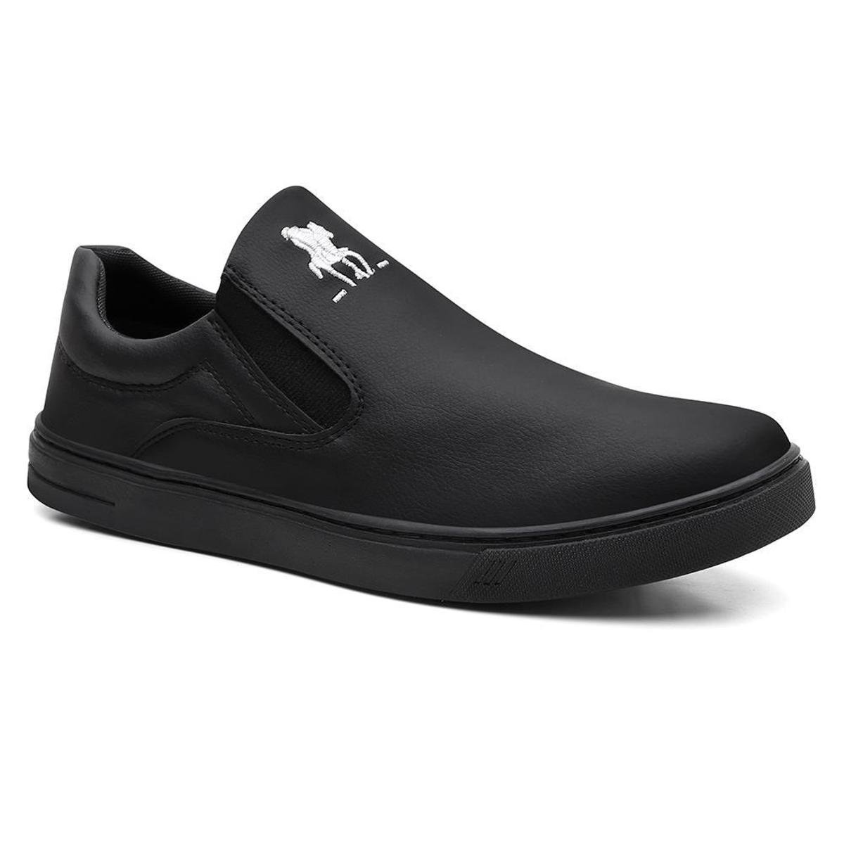 Tênis Slip On Masculino Polo Plus - Preto Menor preço em Tênis Slip On Masculino Polo Plus - Preto
