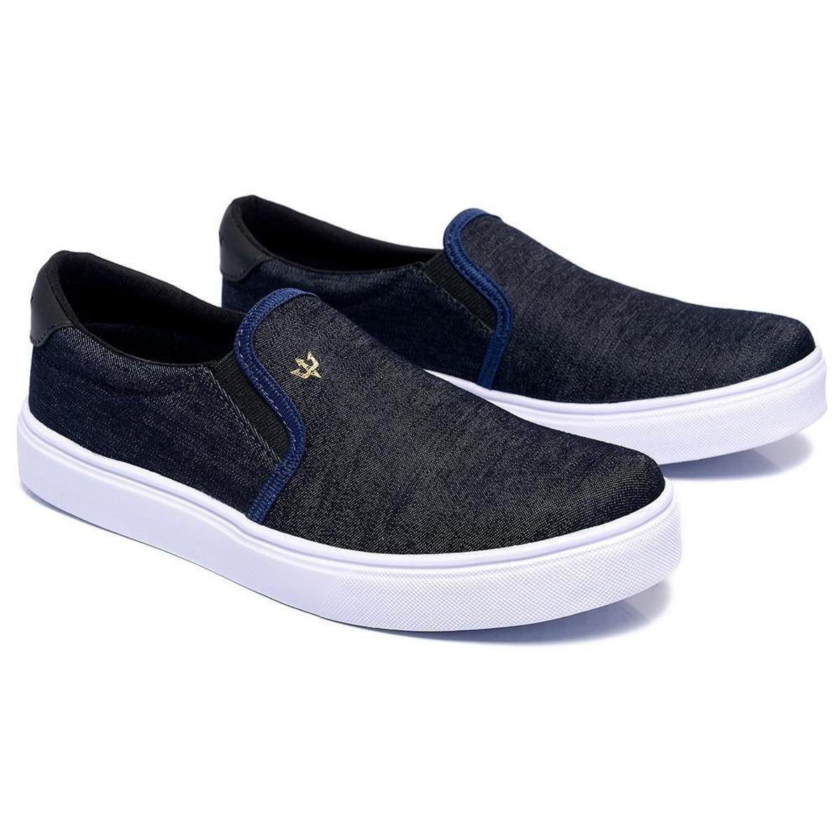Tênis Slip On Masculino Sliper Casual De Lona Extra Leve Confortável - Azul Menor preço em Tênis Slip On Masculino Sliper Casual De Lona Extra Leve Confortável - Azul