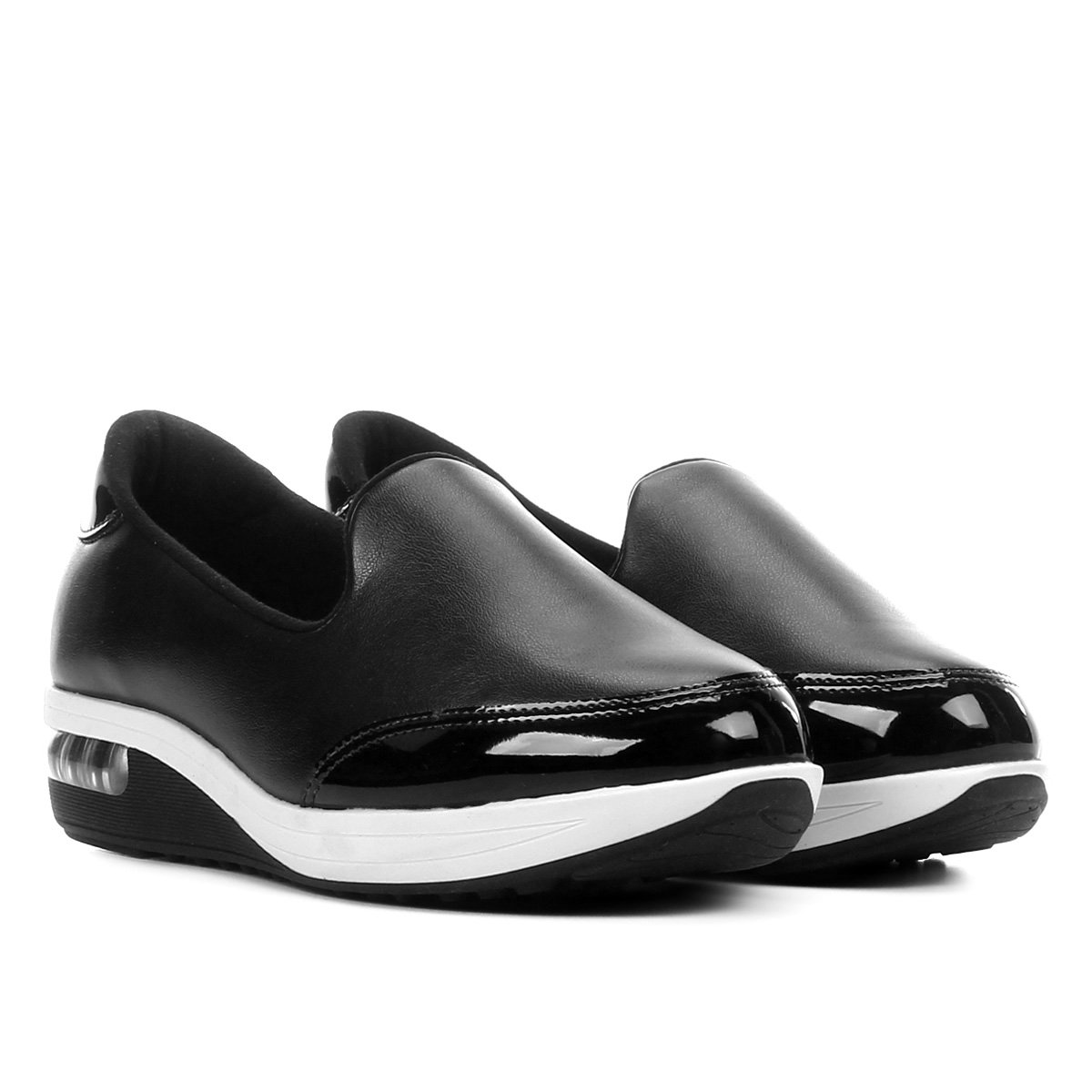 Tênis Slip On Modare Verniz Bolha Feminino - Preto Menor preço em Tênis Slip On Modare Verniz Bolha Feminino - Preto