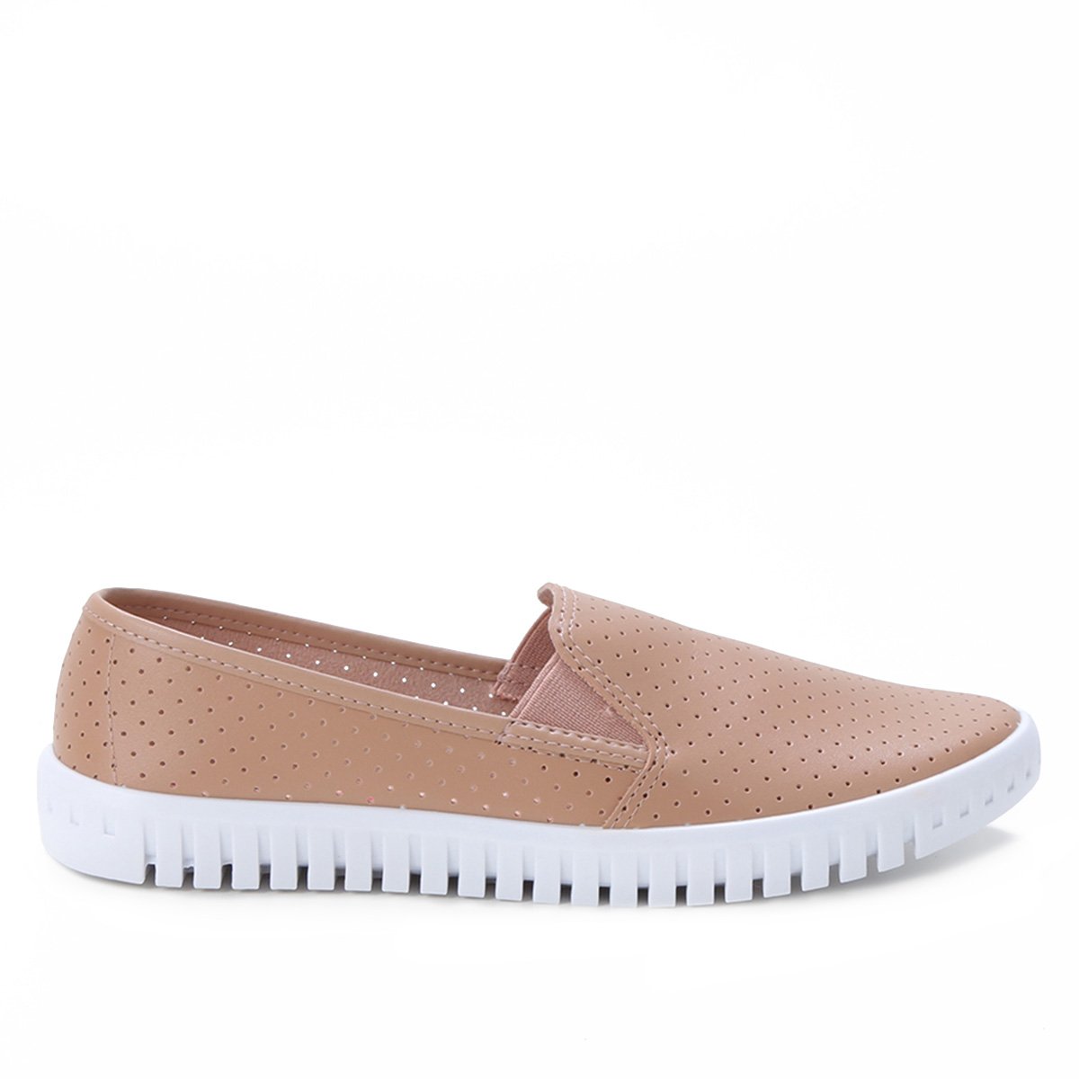 Tênis Slip On Moleca Perfuros Feminino - Nude Menor preço em Tênis Slip On Moleca Perfuros Feminino - Nude