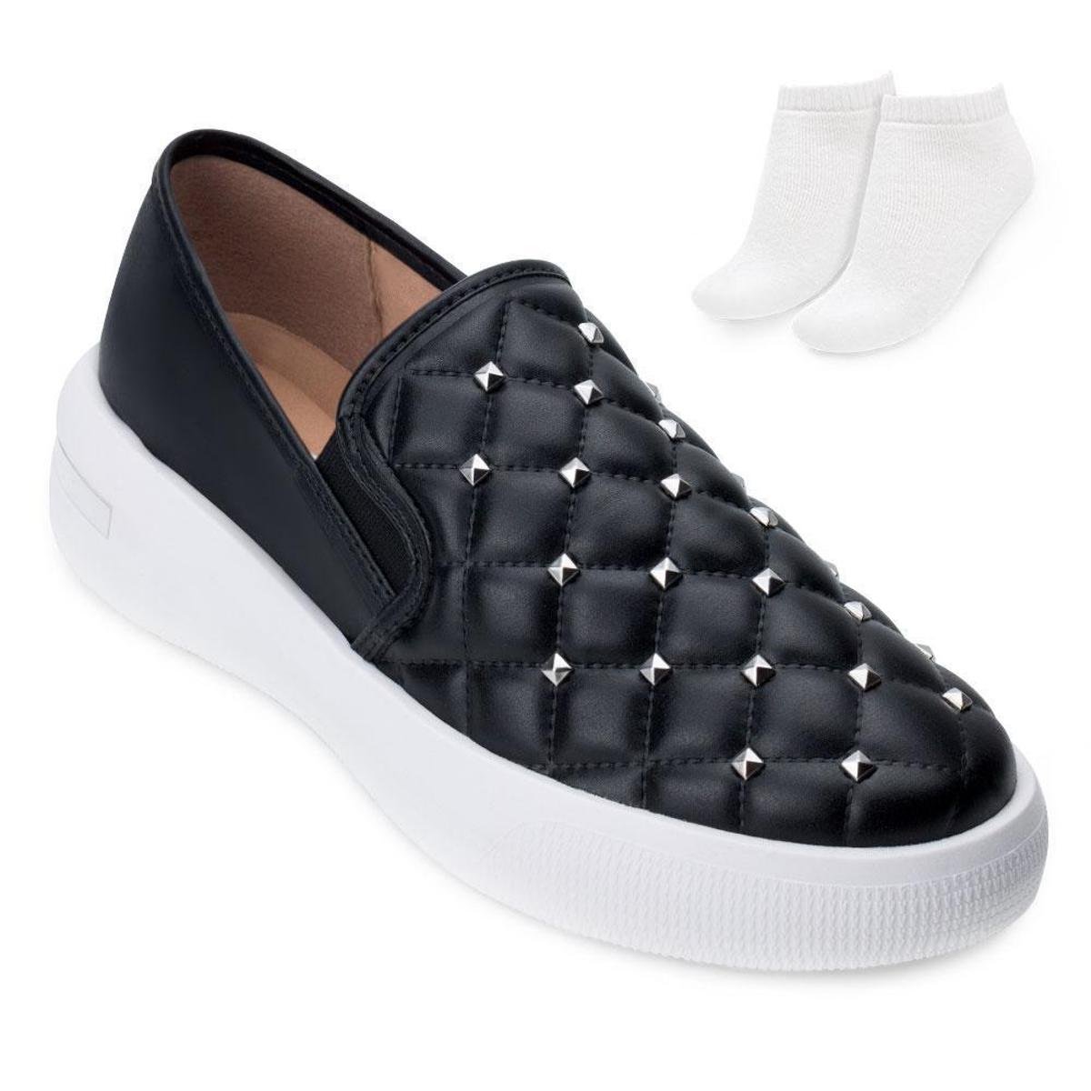 Tênis Slip On Vizzano e Meia VZ21-1354 - Preto+Branco | Zattini