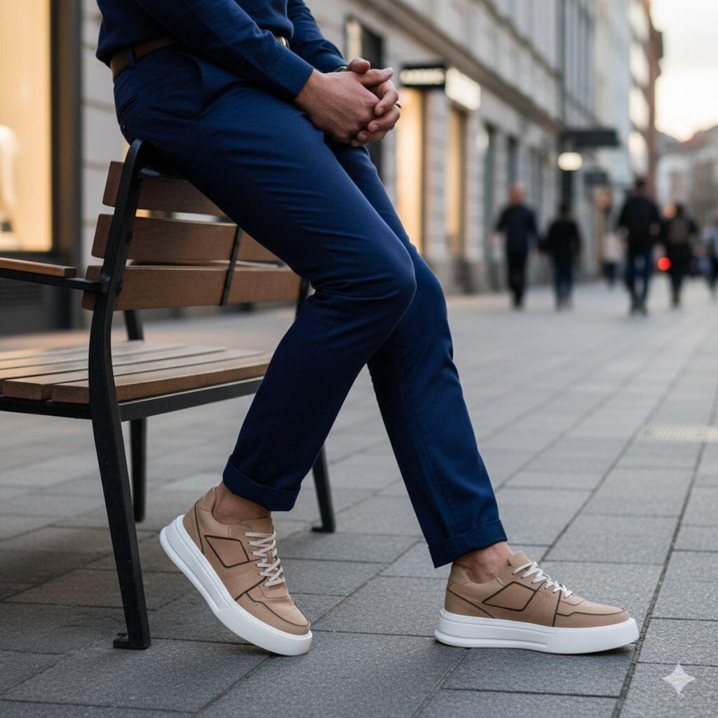 Tênis Sneaker em Couro Premium Artesanal Masculino Estilo Superior Casual