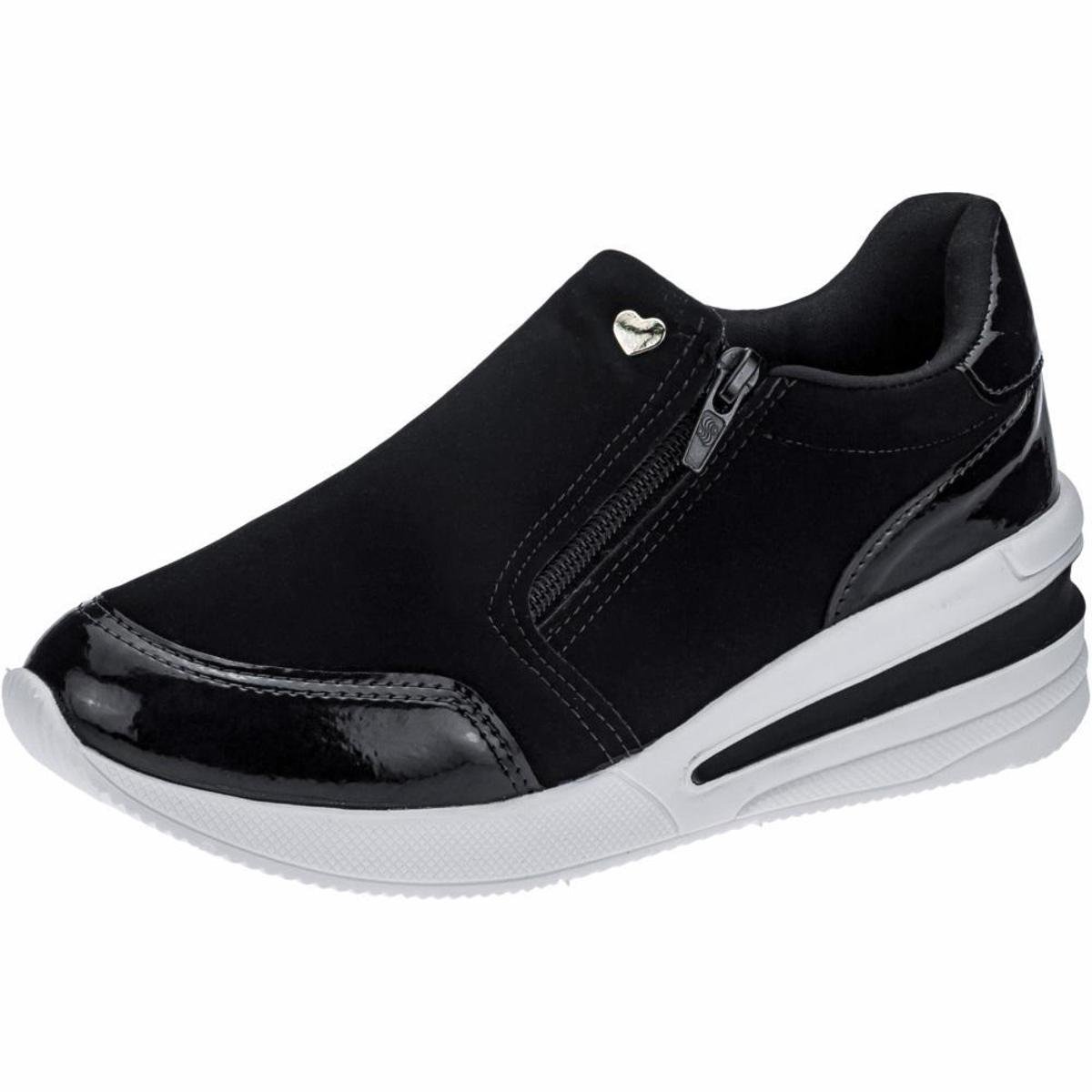 Tênis Sneaker GiGiL Zíper Anabela Feminino - Preto Menor preço em Tênis Sneaker GiGiL Zíper Anabela Feminino - Preto