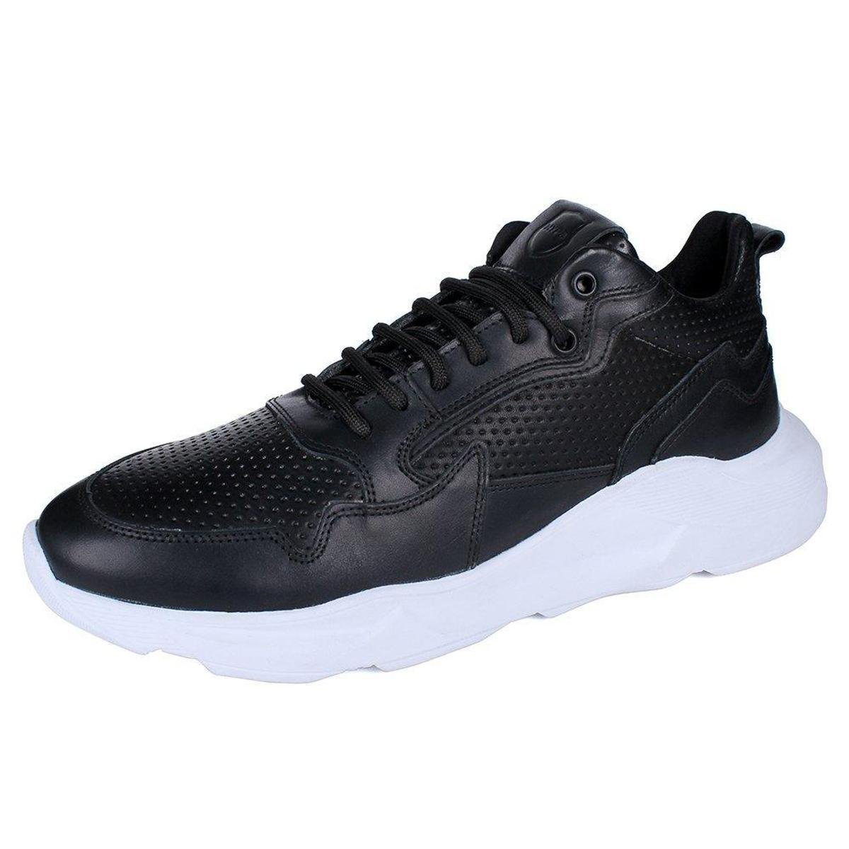 Tenis Sneaker Masculino Couro Palmilha Gel Recortes 3D Macio Menor preço em Tenis Sneaker Masculino Couro Palmilha Gel Recortes 3D Macio