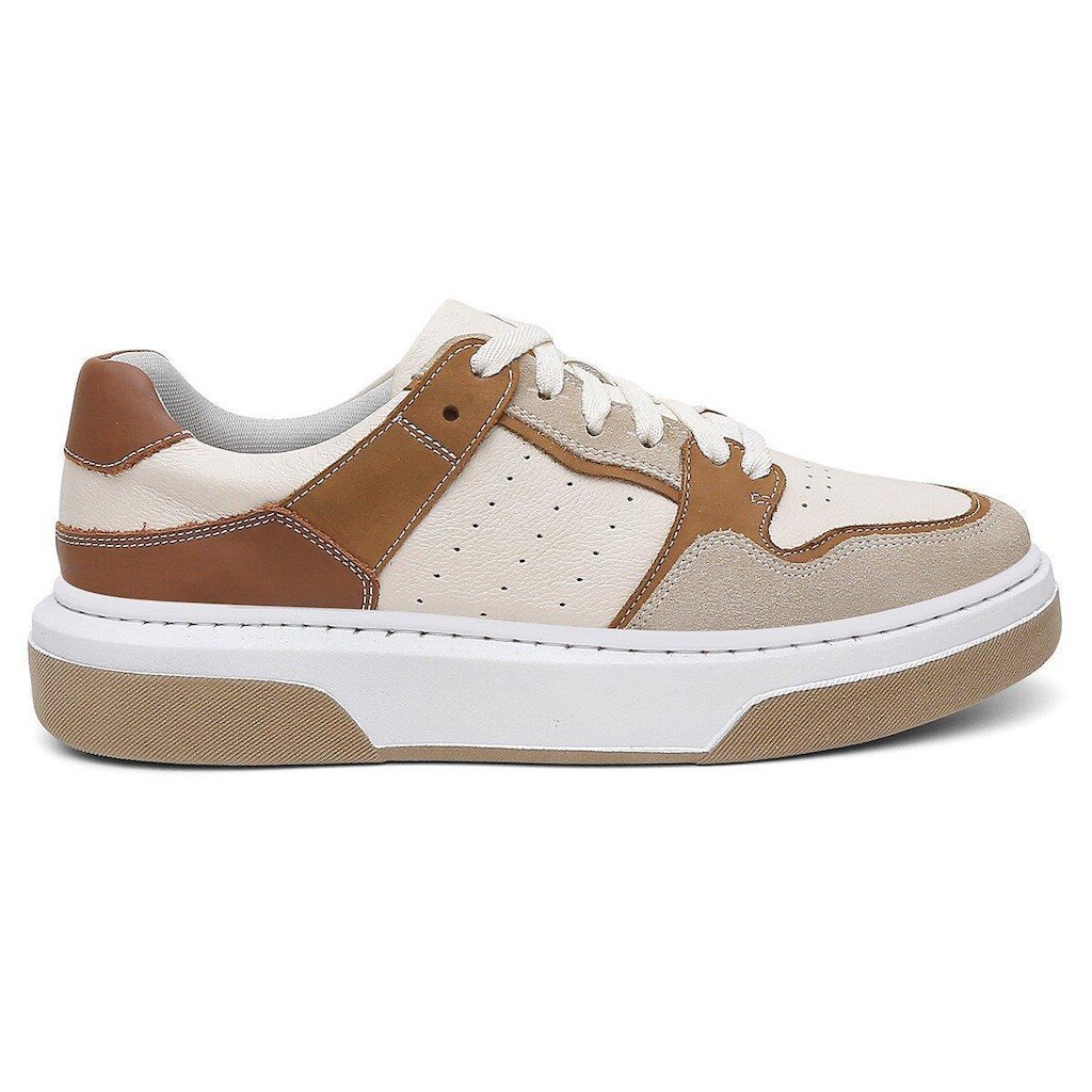 Tenis Sola Alta Centuria Masculino Couro Bege