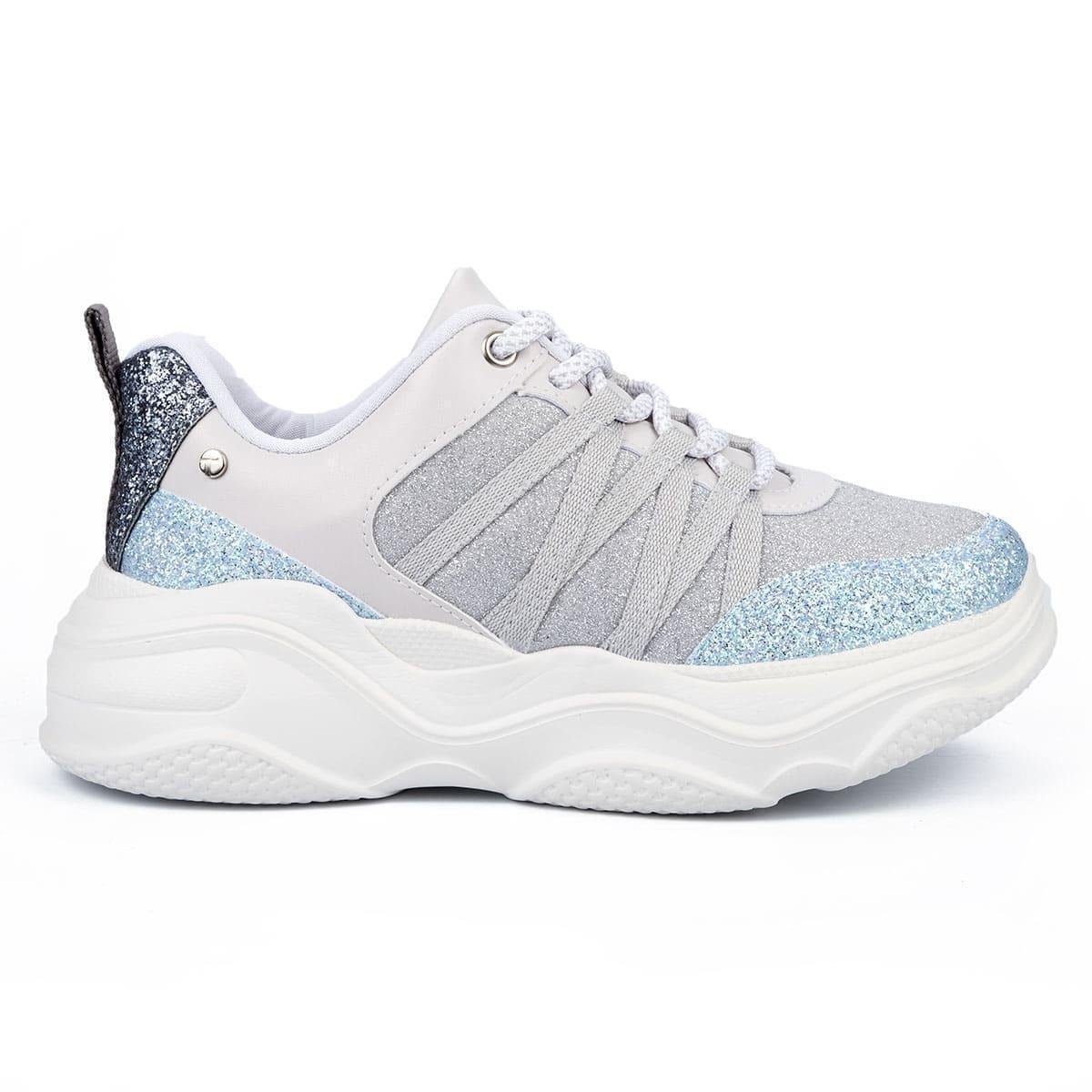Tênis Tanara Sneaker Glitter Feminino - Azul Menor preço em Tênis Tanara Sneaker Glitter Feminino - Azul