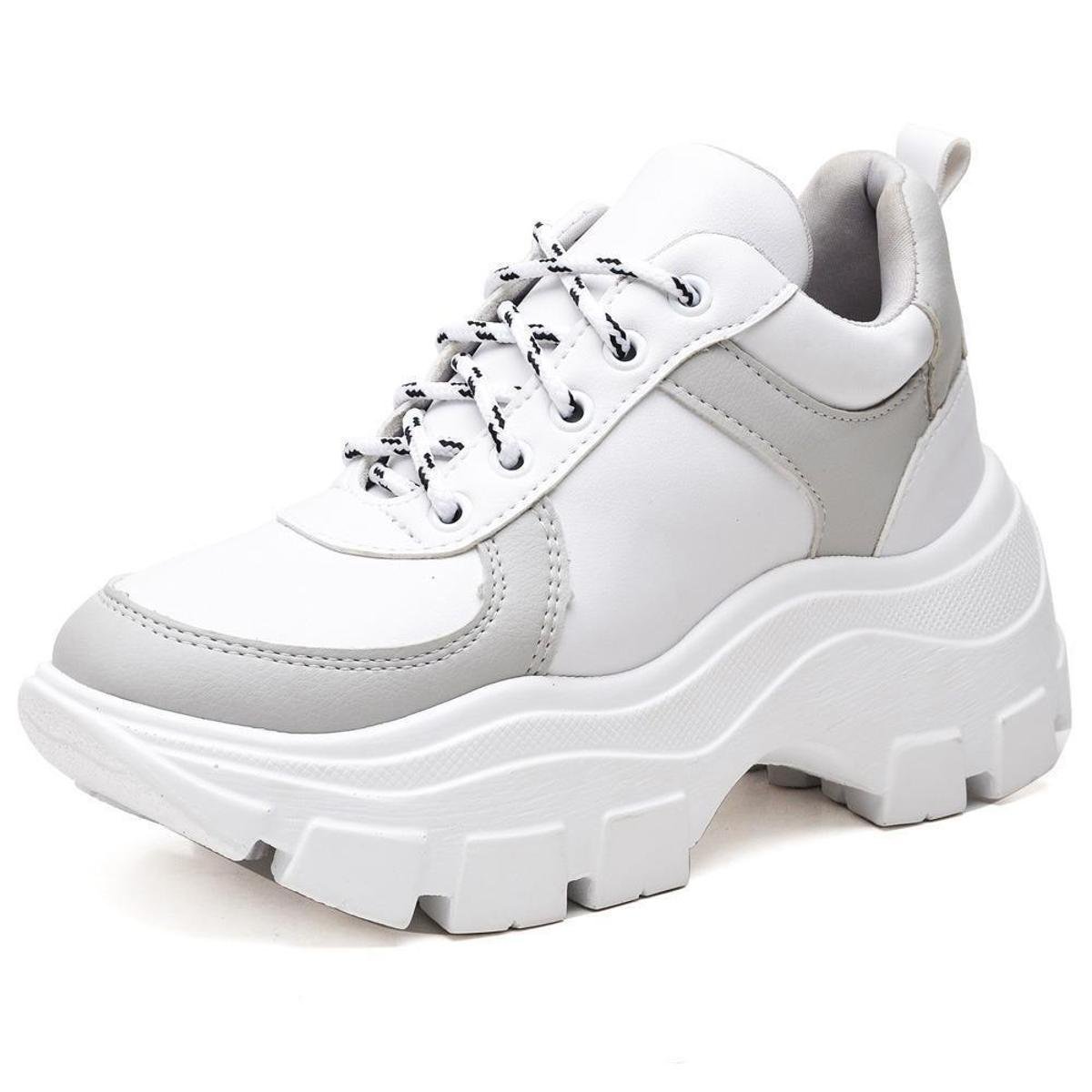 Tenis Tenehi Chunky Tratorado Feminino - Branco+Cinza | Zattini