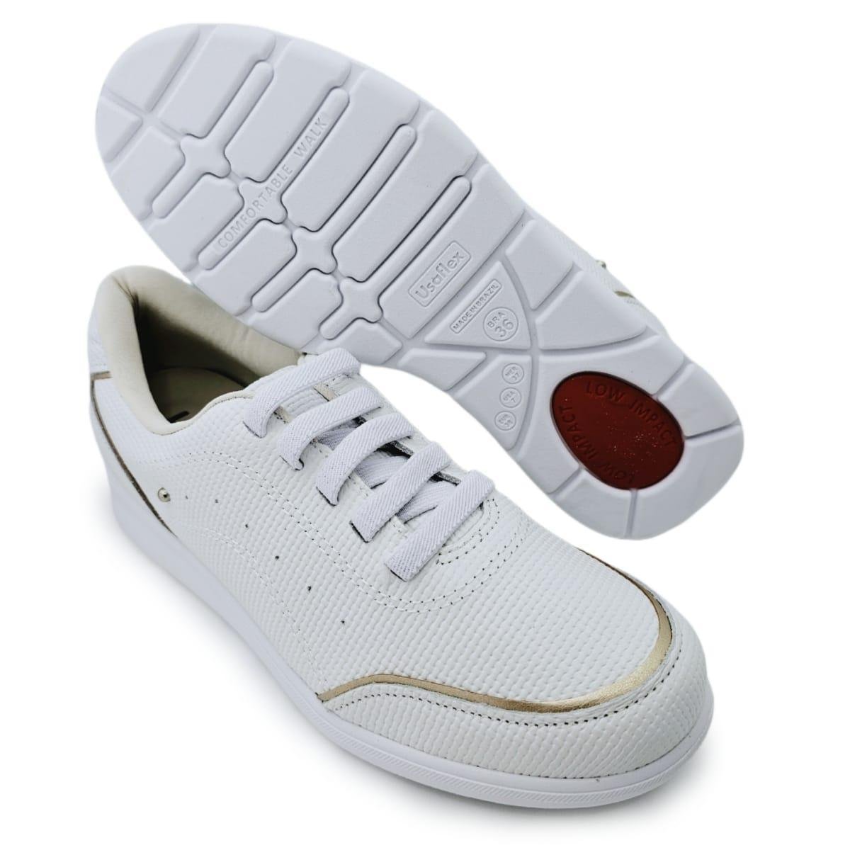 Tênis Usaflex Couro Casual com Amortecedor Impacto Zattini