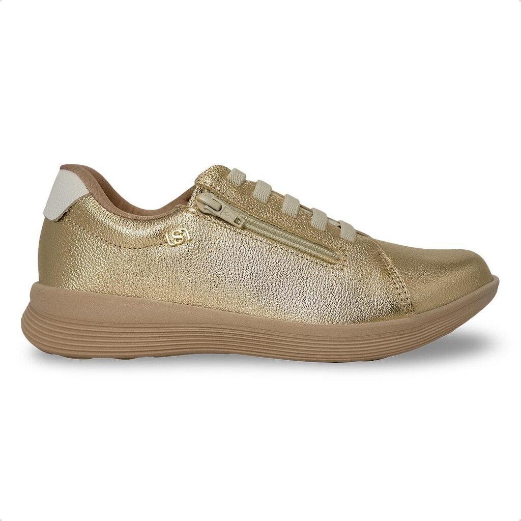 Tênis Usaflex Feminino em Couro Zíper Lateral UD02007