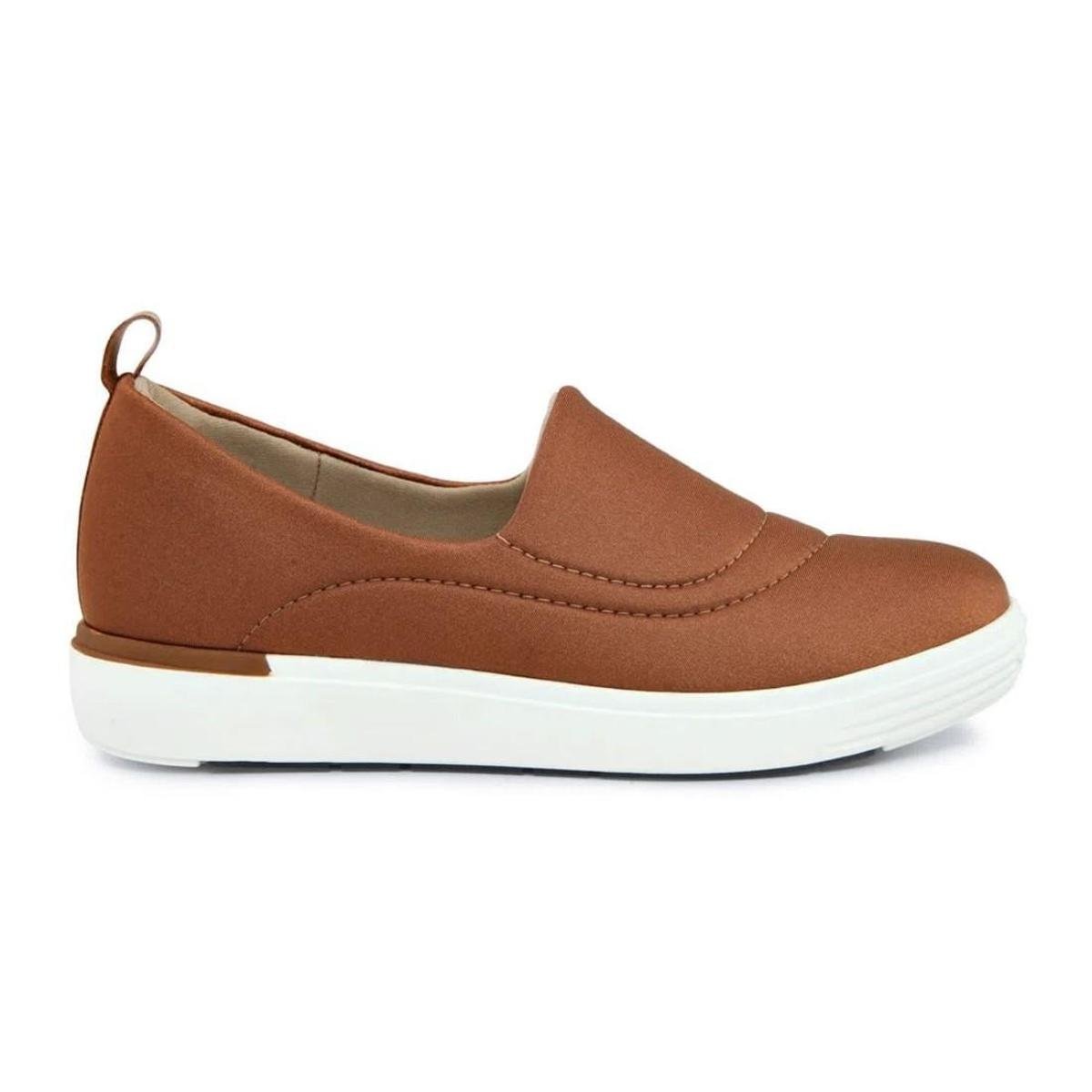 Tênis Usaflex Feminino Slip On Elastano Bordado AC5106DB - Marrom Escuro+Preto Menor preço em Tênis Usaflex Feminino Slip On Elastano Bordado AC5106DB - Marrom Escuro+Preto