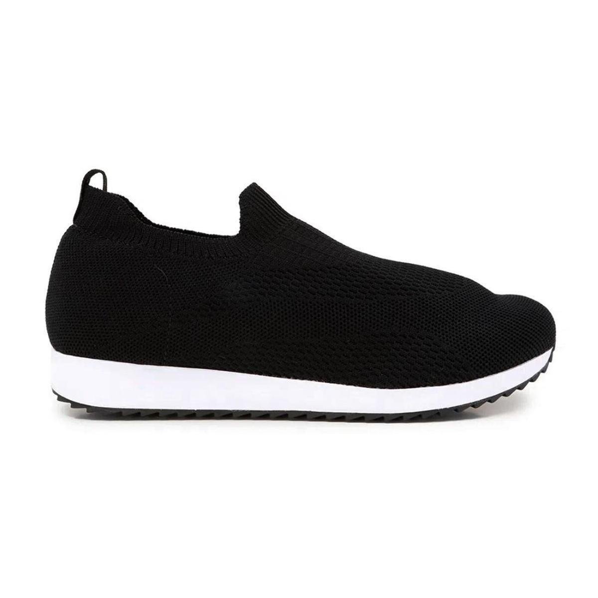 Tênis Usaflex Feminino Slip On Tricot AG3607 - Preto+Branco Menor preço em Tênis Usaflex Feminino Slip On Tricot AG3607 - Preto+Branco