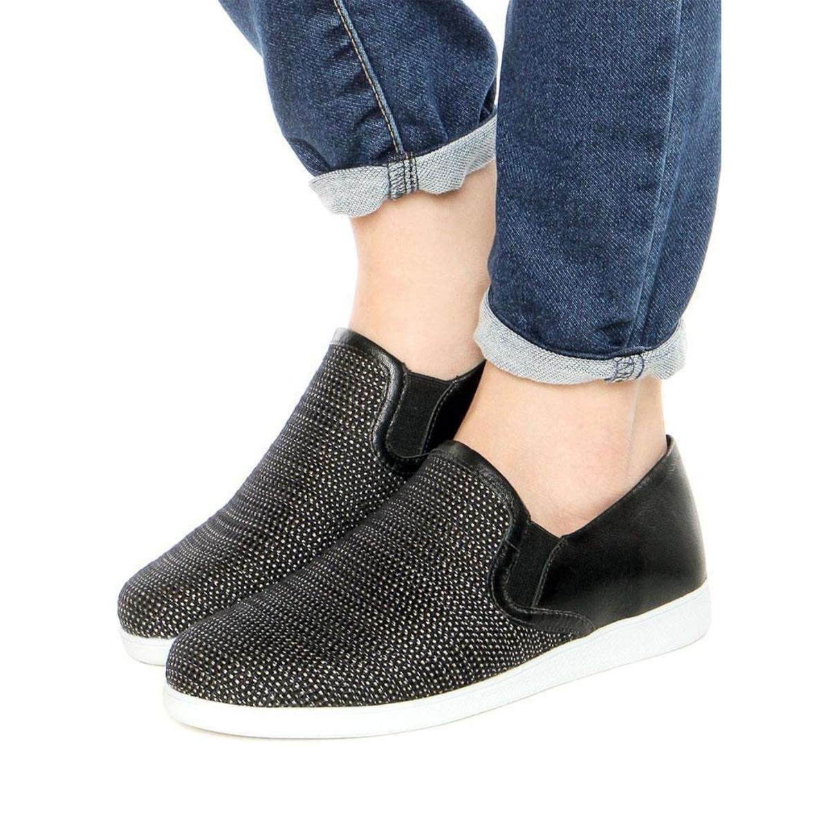 Tênis Usaflex Slip On Tramado Feminino - Preto | Zattini