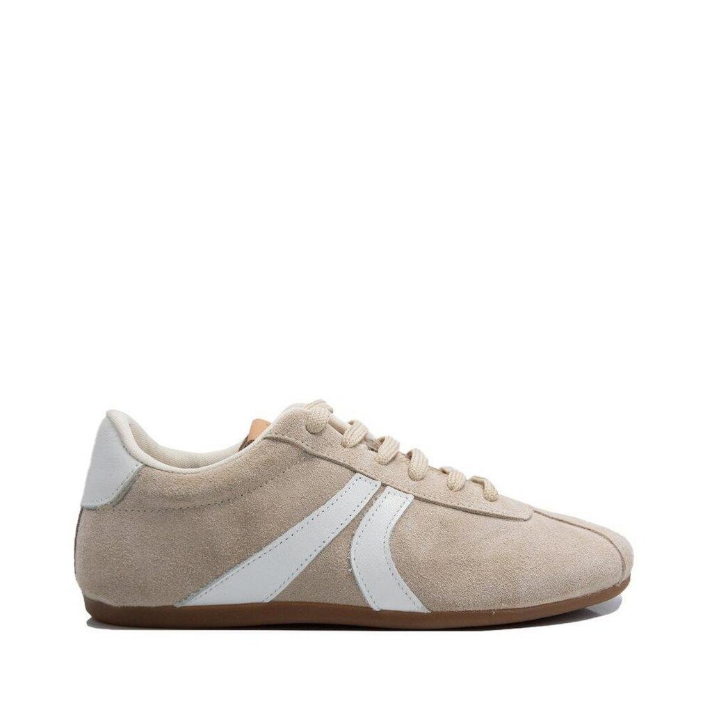 Tenis Via Comfort Couro Camurça Nude Solado Baixo