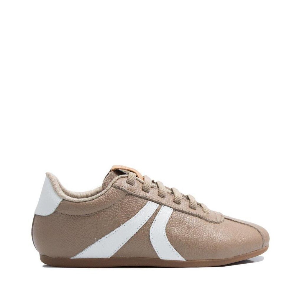 Tenis Via Comfort Couro Camurça Taupe Solado Baixo