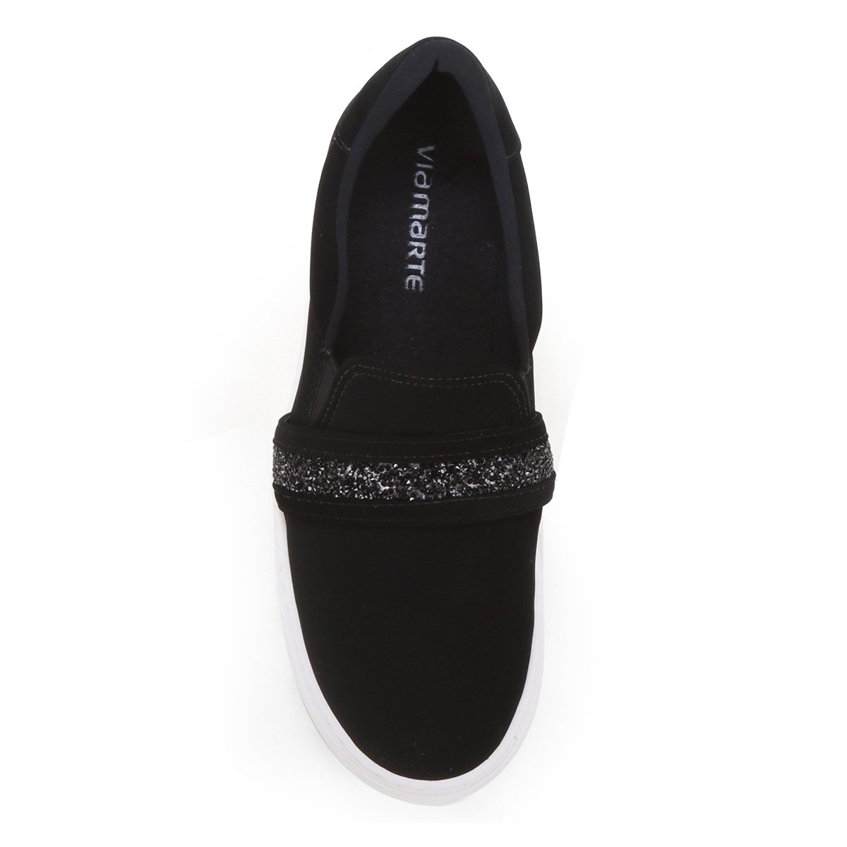 Tênis Via Marte Brilho Sem Cadarço Feminino - Preto | Zattini