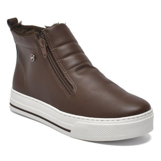 Tênis Via Marte Feminino Cano Alto Ziper Bota Forrado Pelo