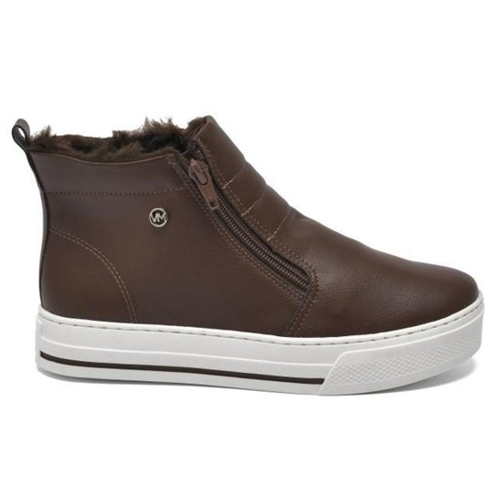 Tênis Via Marte Feminino Cano Alto Ziper Bota Forrado Pelo