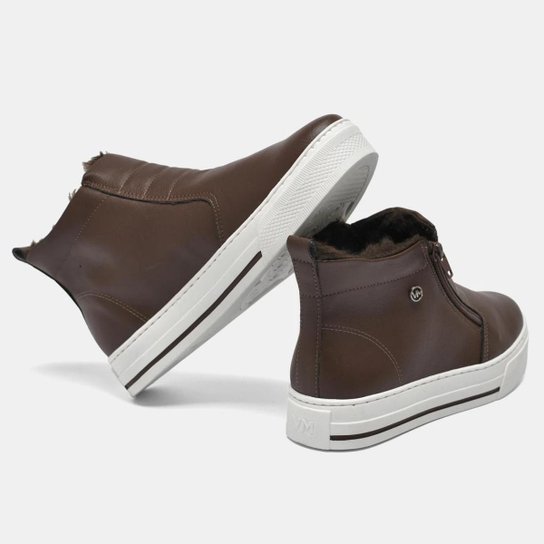Tênis Via Marte Feminino Cano Alto Ziper Bota Forrado Pelo