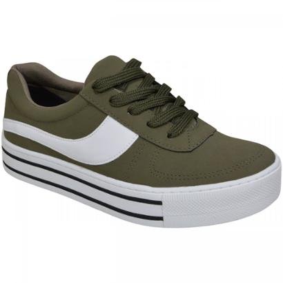 Tenis Via Marte Feminino - Verde Militar+Branco | Zattini