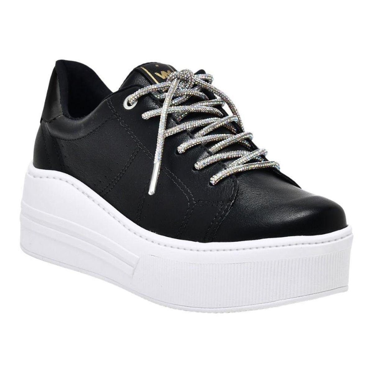 Tênis Via Marte Flatform Feminino Cadarço Strass 23-11211 Zattini