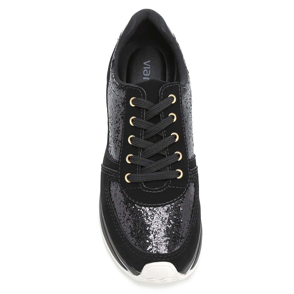 tenis via marte preto com glitter