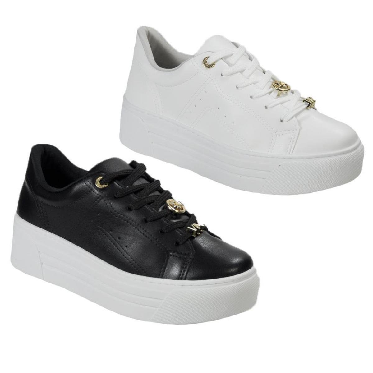 TENIS VIA MARTE PLATAFORMA FEMININO BRANCO/PRETO 22-3303 Zattini