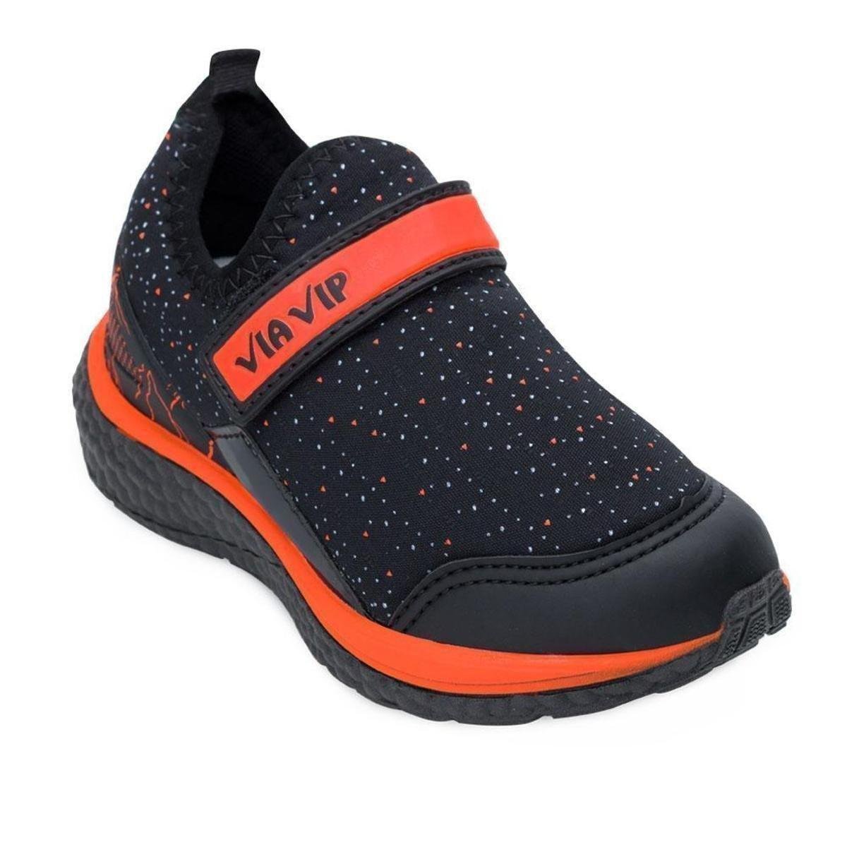 Tênis Via Vip Infantil VV22-VV9500 - Preto+Laranja Menor preço em Tênis Via Vip Infantil VV22-VV9500 - Preto+Laranja