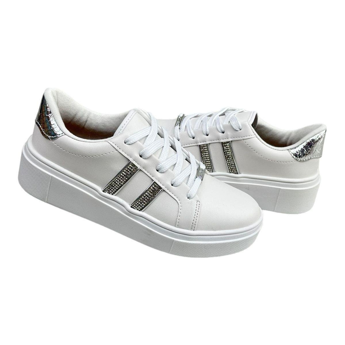Tênis Plataforma Feminino Tenis Vizzano Branco Sola Alta Tênis