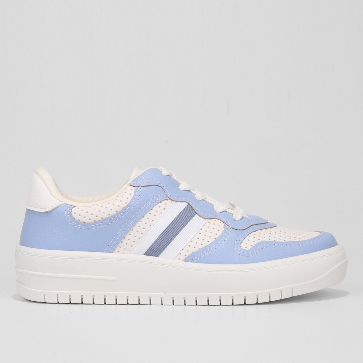 Tênis Vizzano Perfuros Feminino - Branco+Azul Claro Menor preço em Tênis Vizzano Perfuros Feminino - Branco+Azul Claro