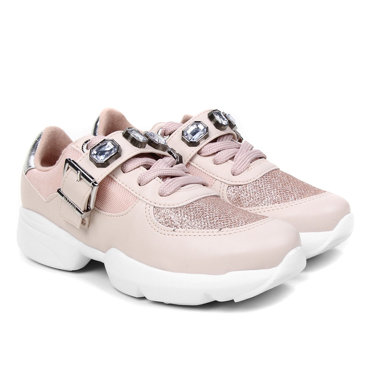 Tênis Vizzano Sneaker Detalhe Pedra Feminino - Rosa+Dourado Menor preço em Tênis Vizzano Sneaker Detalhe Pedra Feminino - Rosa+Dourado