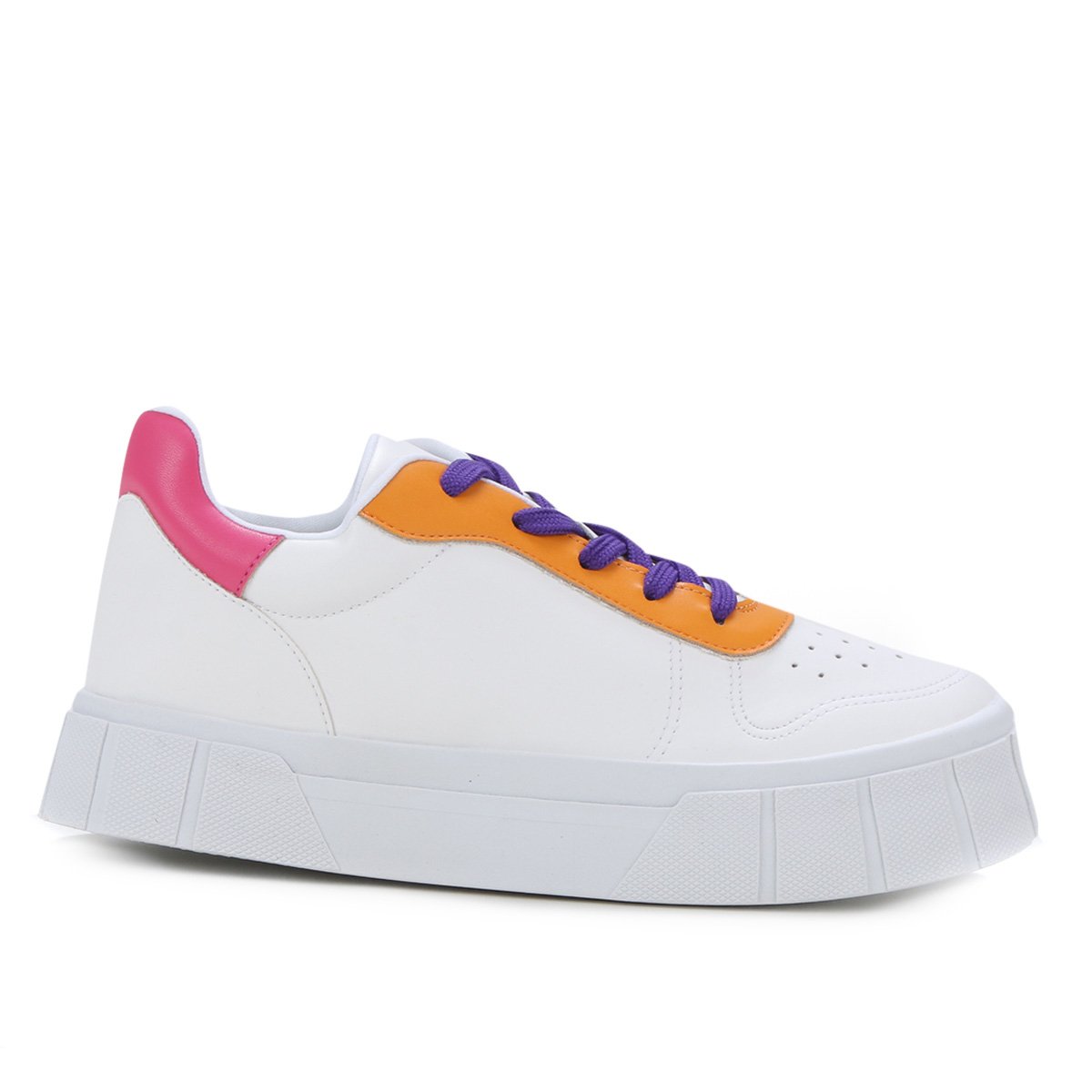 Tênis Zatz Flatform Liso Feminino - Branco+Laranja Menor preço em Tênis Zatz Flatform Liso Feminino - Branco+Laranja