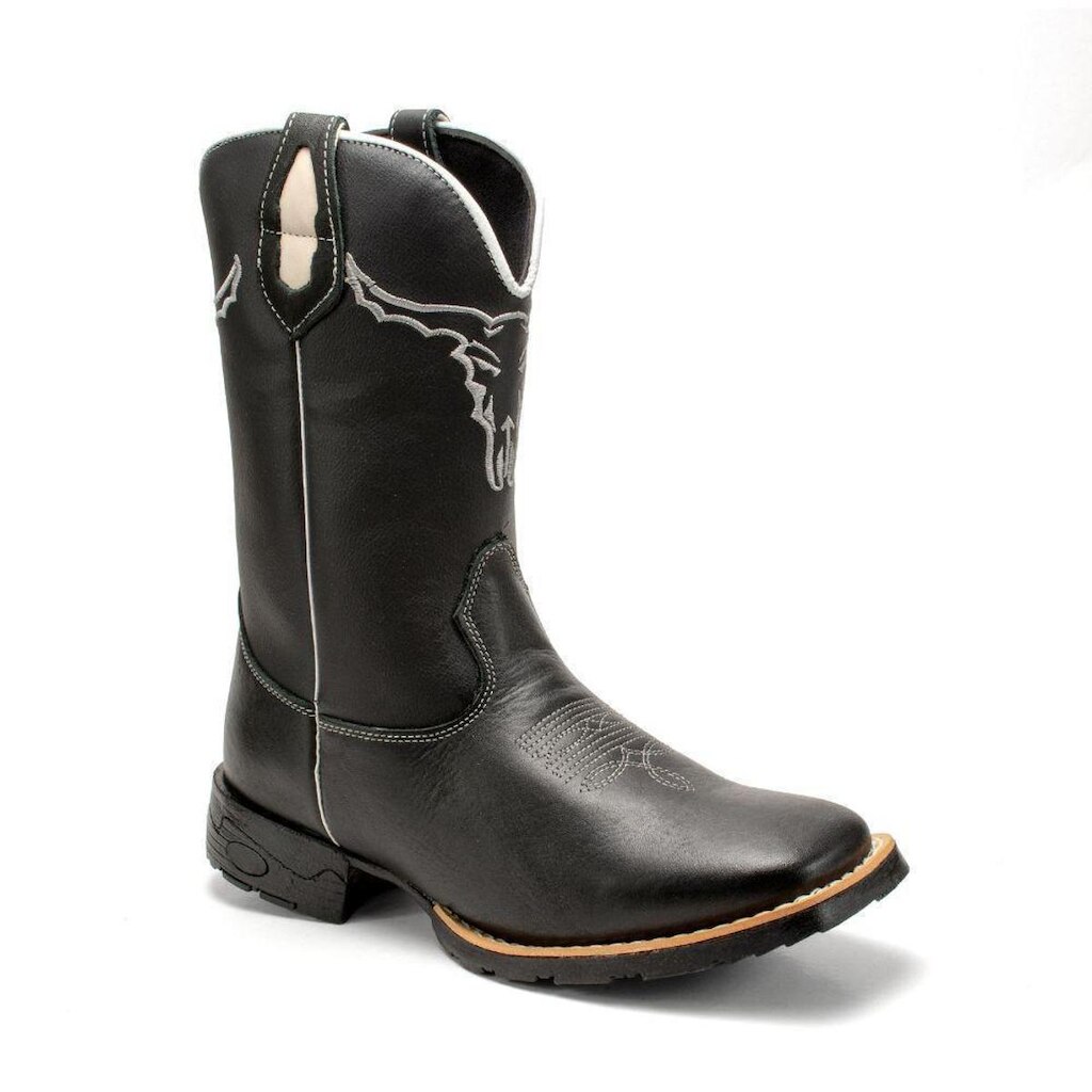 Texana Masculina Country Cara De Boi Bota Botina Em Couro