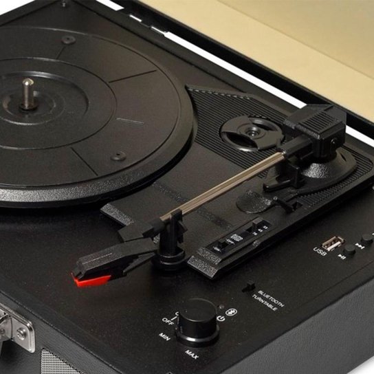 Toca Discos HI FI Raveo Sonetto Chrome, Vinyl, Bluetooth, USB, Aux, Preto - 26396