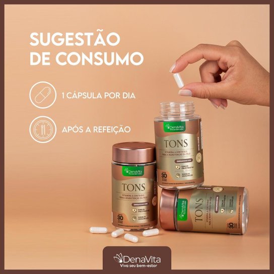 TONS Enriquecido Com Pinus Pinaster e Coenzima Q10, Clareador via Oral Denavita