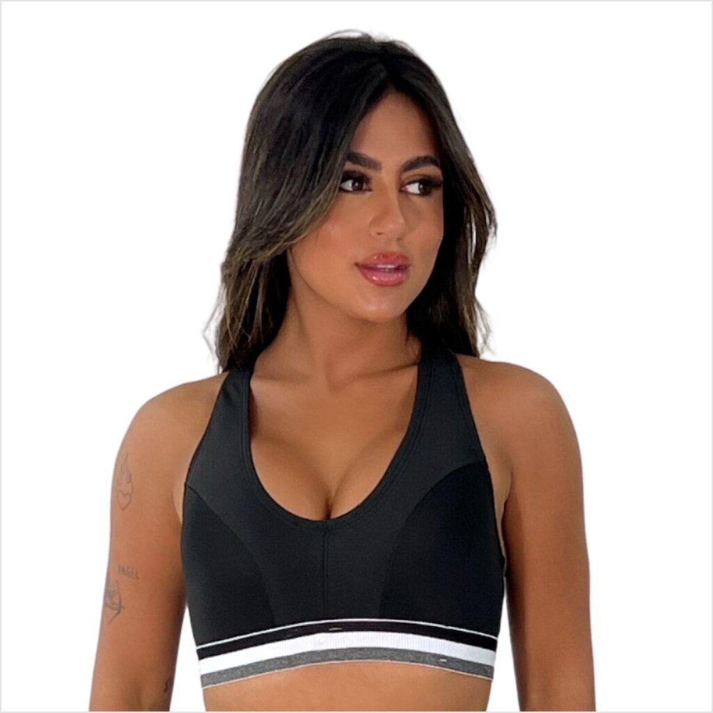 Top Academia Feminino Fitness Sustentação Nadador Sem Bojo