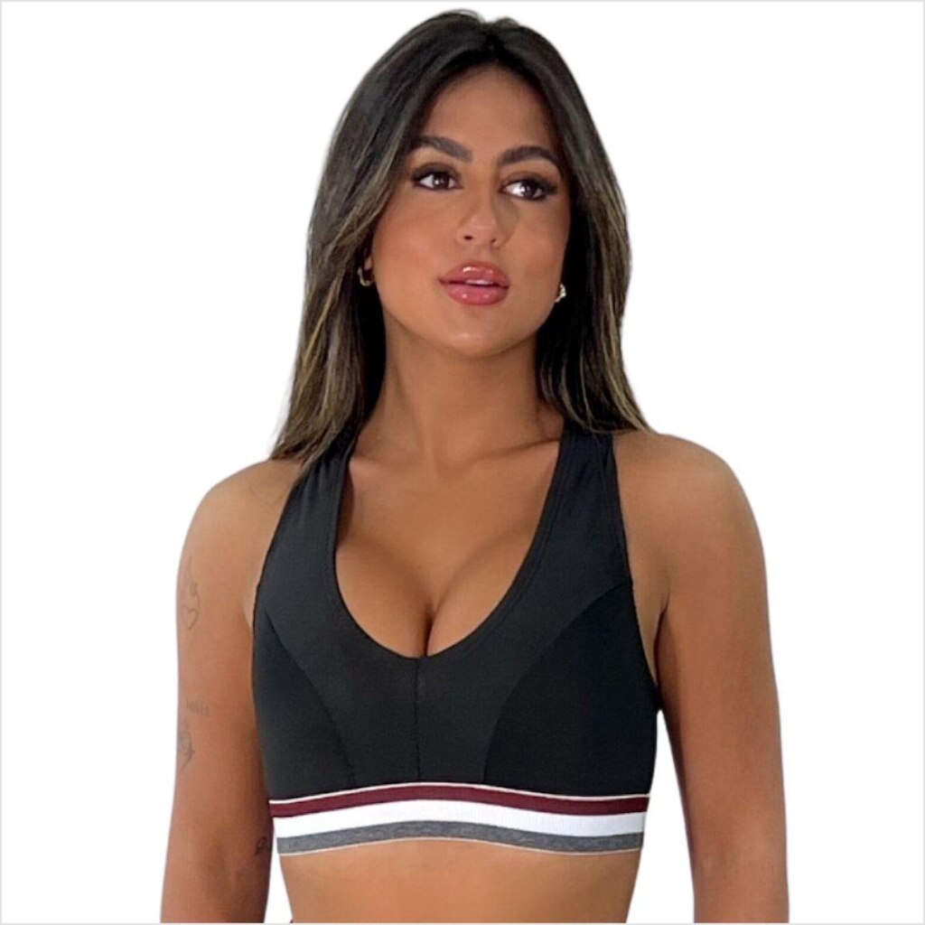 Top Academia Feminino Fitness Sustentação Nadador Sem Bojo